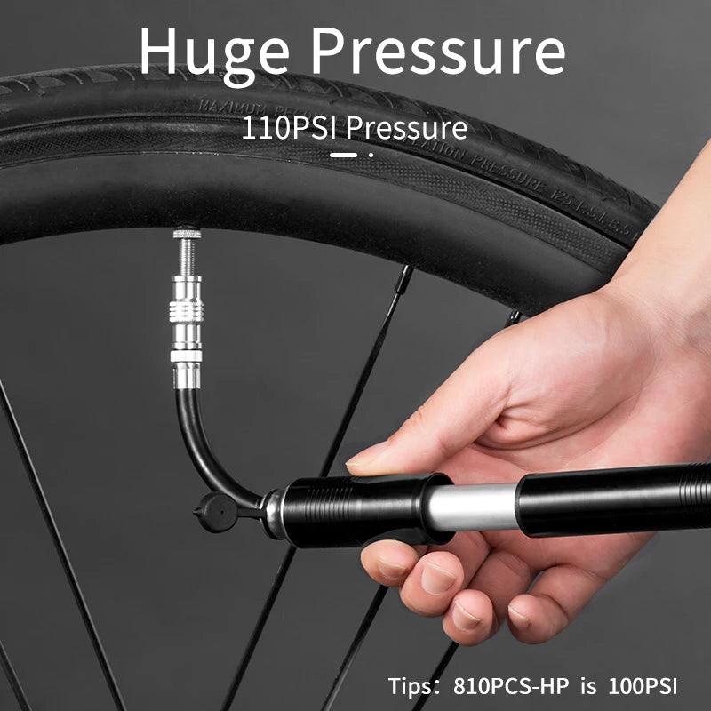 ROCKBROS Bike Bicycle Pump Mini Portable 110 PSI Pressure Aluminum Alloy For MTB Air Pump Cycling Tire Inflator Bike Accessories