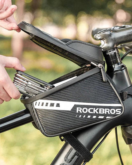 ROCKBROS Front Bike Bag Sensitive Touch Screen Reflective 1L Bicycle Bag Double Zipper Separate Storage Bag MTB Bike Accessories