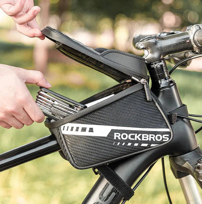 ROCKBROS Front Bike Bag Sensitive Touch Screen Reflective 1L Bicycle Bag Double Zipper Separate Storage Bag MTB Bike Accessories