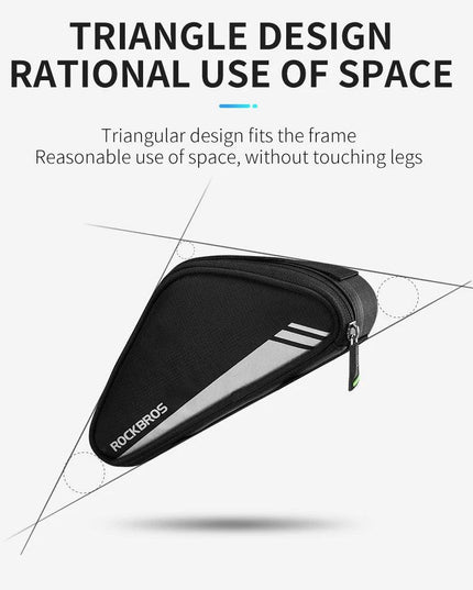 ROCKBROS Triangle Beam Bag Bicycle Top Tube Bag Bike Saddle Bag MTB Road Bike Phone Bag 0.7L High Reflective Bike Accessories
