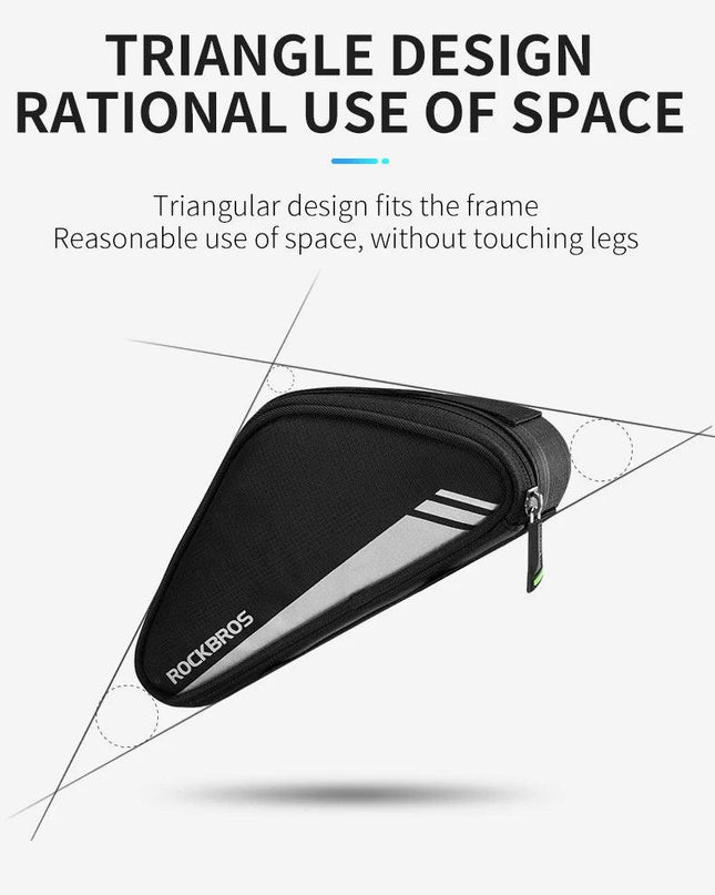 ROCKBROS Triangle Beam Bag Bicycle Top Tube Bag Bike Saddle Bag MTB Road Bike Phone Bag 0.7L High Reflective Bike Accessories