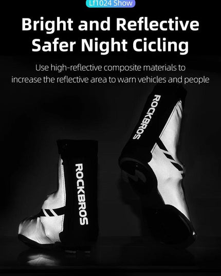 ROCKBROS Winter Waterproof Cycling Shoe Cover Reflective Thermal Elastic Rainproof Bike Shoe Cover Cycling Overshoes Boot Covers