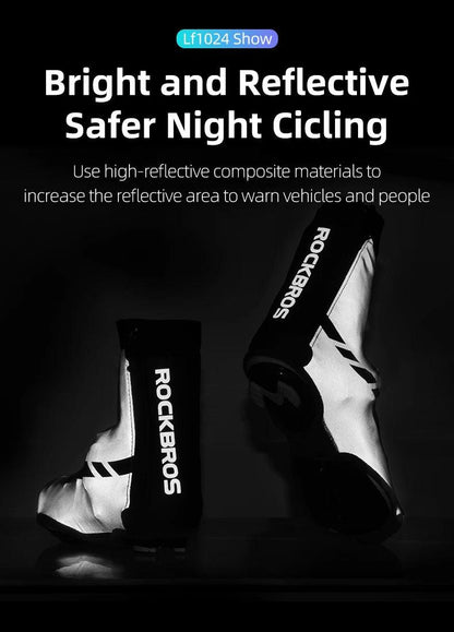 ROCKBROS Winter Waterproof Cycling Shoe Cover Reflective Thermal Elastic Rainproof Bike Shoe Cover Cycling Overshoes Boot Covers