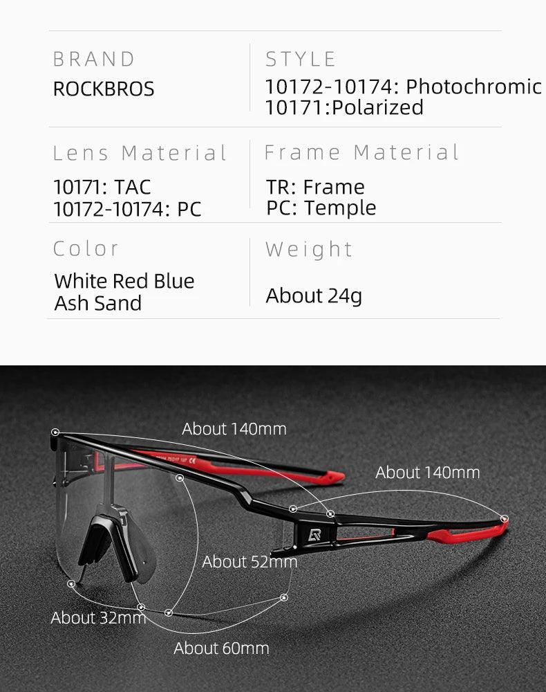 ROCKBROS Photochromic Cycling Glasses Polarized Built-in Myopia Frame Sports Sunglasses Men Women Glasses Cycling Eyewear Goggle