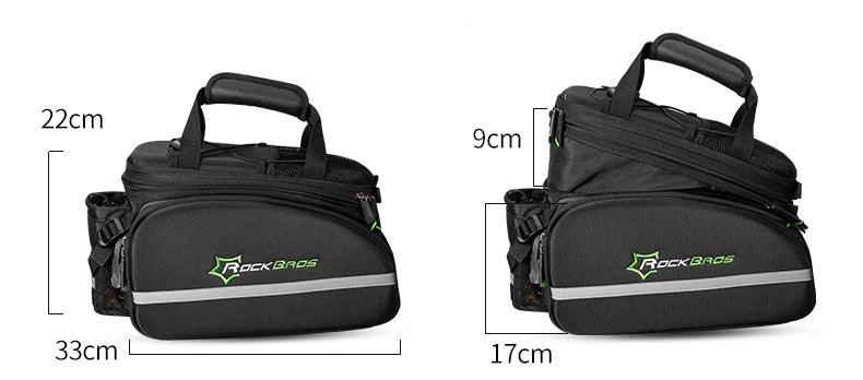 ROCKBROS Bicycle Carrier Bag MTB Bike Rack Bag Trunk Pannier Cycling Multifunctional Large Capacity Travel Bag With Rain Cover