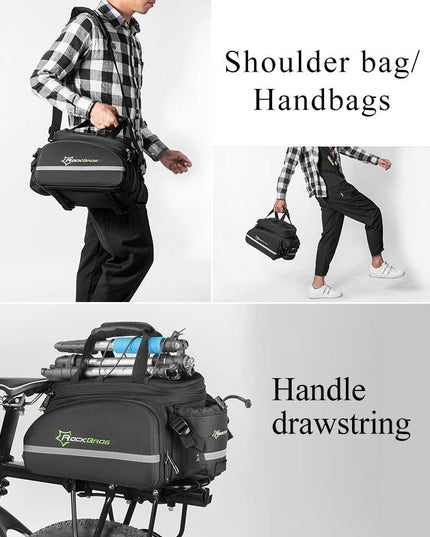 ROCKBROS Bicycle Carrier Bag MTB Bike Rack Bag Trunk Pannier Cycling Multifunctional Large Capacity Travel Bag With Rain Cover
