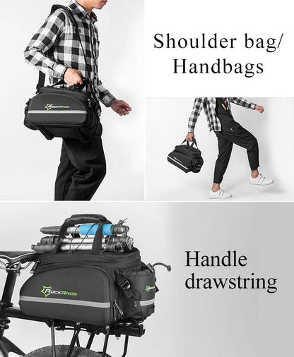 ROCKBROS Bicycle Carrier Bag MTB Bike Rack Bag Trunk Pannier Cycling Multifunctional Large Capacity Travel Bag With Rain Cover