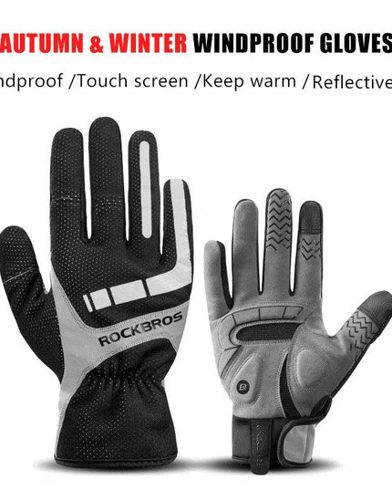 ROCKBROS Touch Screen Cycling Gloves Autumn Winter Thermal Windproof Bicycle Gloves Keep Warm Thick Sport Glove Bike Accessories