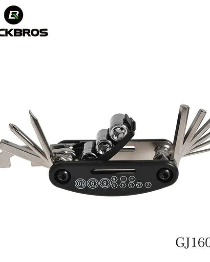 ROCKBROS 16 in 1 Bike Bicycle Multi Repair Tool Set Kit Hex Spoke Cycle Screwdriver Tool Wrench Mountain Cycle Tool Sets Black
