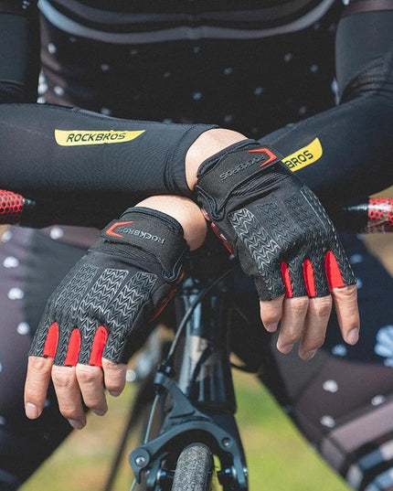 ROCKBROS Touch Screen Cycling Bike Gloves Autumn Spring MTB Bike Bicycle Gloves GEL Pad Shockproof Half Finger Mittens Gloves