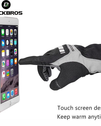 ROCKBROS Touch Screen Cycling Gloves Autumn Winter Thermal Windproof Bicycle Gloves Keep Warm Thick Sport Glove Bike Accessories