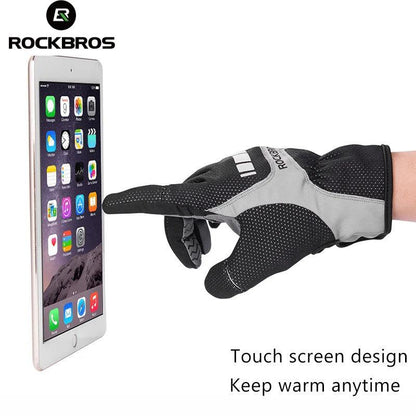 ROCKBROS Touch Screen Cycling Gloves Autumn Winter Thermal Windproof Bicycle Gloves Keep Warm Thick Sport Glove Bike Accessories