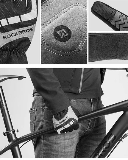 ROCKBROS Touch Screen Cycling Gloves Autumn Winter Thermal Windproof Bicycle Gloves Keep Warm Thick Sport Glove Bike Accessories