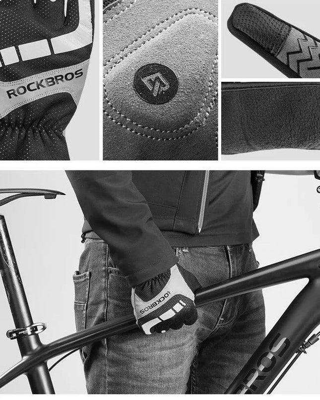 ROCKBROS Touch Screen Cycling Gloves Autumn Winter Thermal Windproof Bicycle Gloves Keep Warm Thick Sport Glove Bike Accessories