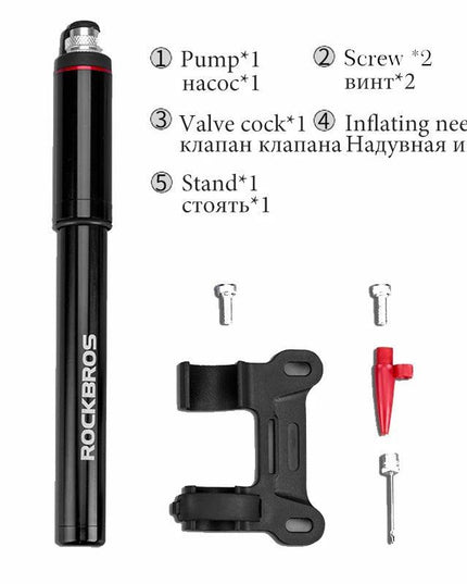 ROCKBROS Bike Bicycle Pump Aluminum Alloy 150PSI/260PSI High Pressure Mini Air Pump For Bike Cycling Tire Inflator MTB