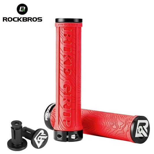 ROCKBROS TPR Rubber Bike Grips Bicycle Handlebar Mtb Grips Soft 3D Anti-skid Lock On Handle Bar Cycling Parts Bike Accessories