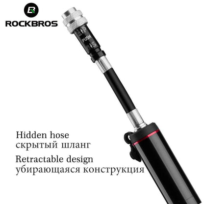 ROCKBROS Bike Bicycle Pump Aluminum Alloy 150PSI/260PSI High Pressure Mini Air Pump For Bike Cycling Tire Inflator MTB