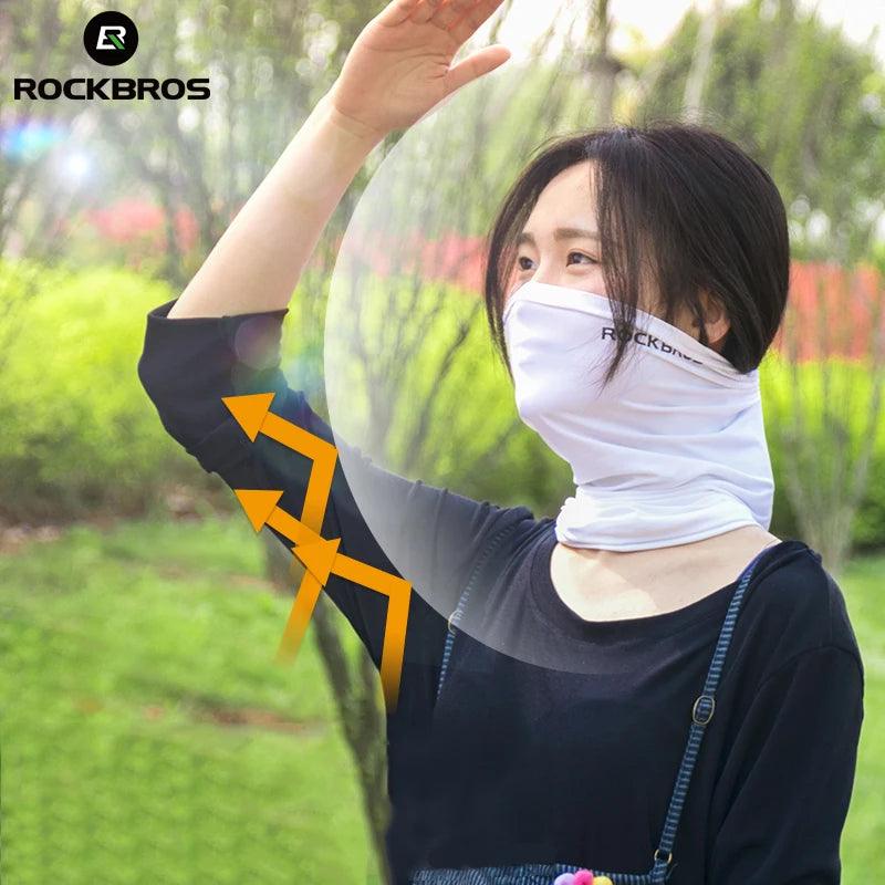 ROCKBROS Summer Face Scarf Neck Sun Protection Silk Cycling Headwear Motorcycle Scooter MTB Road Cycling Mask Breathable Bandana