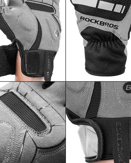 ROCKBROS Touch Screen Cycling Gloves Autumn Winter Thermal Windproof Bicycle Gloves Keep Warm Thick Sport Glove Bike Accessories