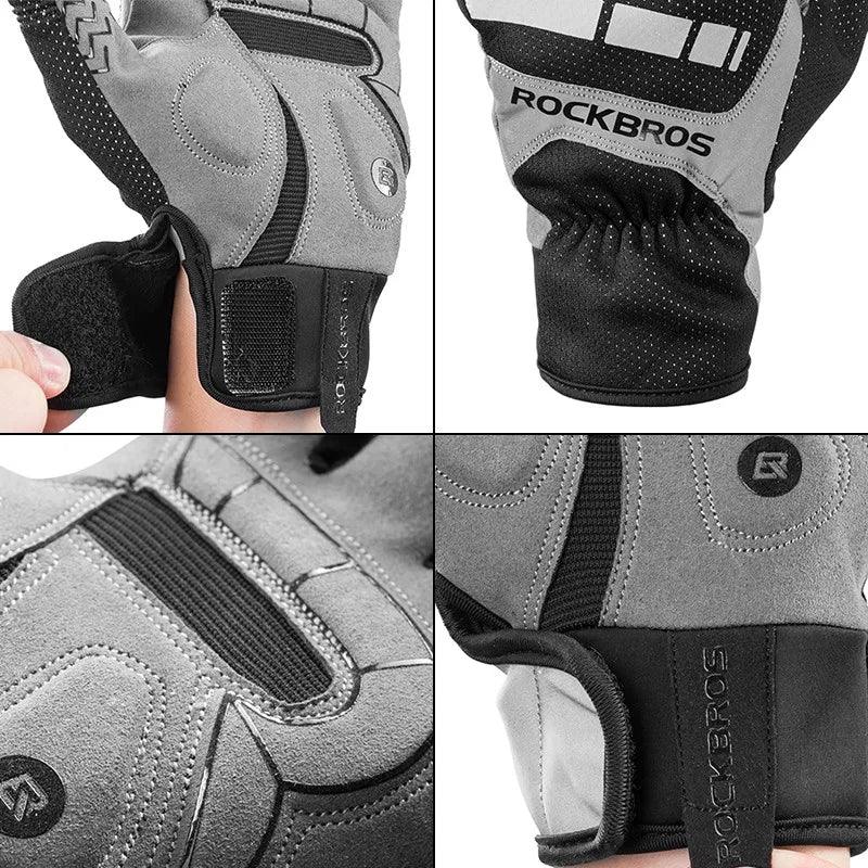 ROCKBROS Touch Screen Cycling Gloves Autumn Winter Thermal Windproof Bicycle Gloves Keep Warm Thick Sport Glove Bike Accessories