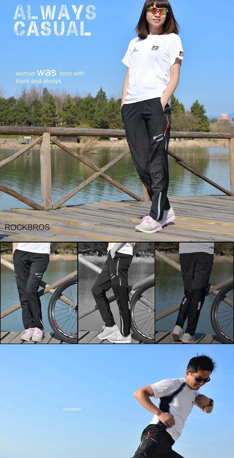 ROCKBROS Bike Cycling Pants Men Women Sport Breathable Summer Reflective Pants Riding  Bicycle Bike Fishing Fitness Trousers