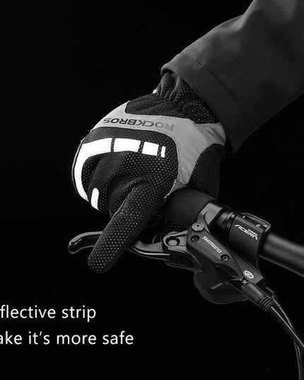 ROCKBROS Touch Screen Cycling Gloves Autumn Winter Thermal Windproof Bicycle Gloves Keep Warm Thick Sport Glove Bike Accessories