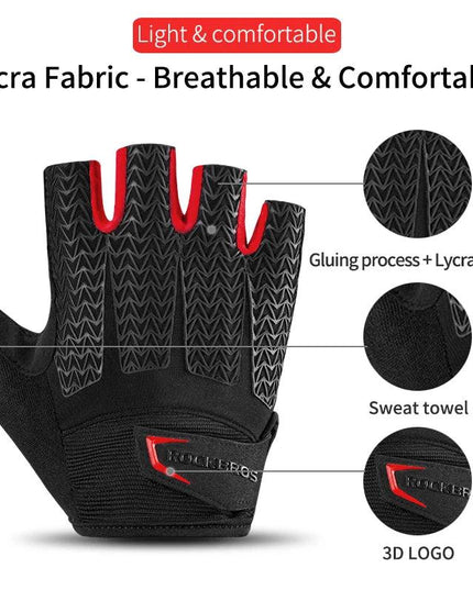 ROCKBROS Touch Screen Cycling Bike Gloves Autumn Spring MTB Bike Bicycle Gloves GEL Pad Shockproof Half Finger Mittens Gloves