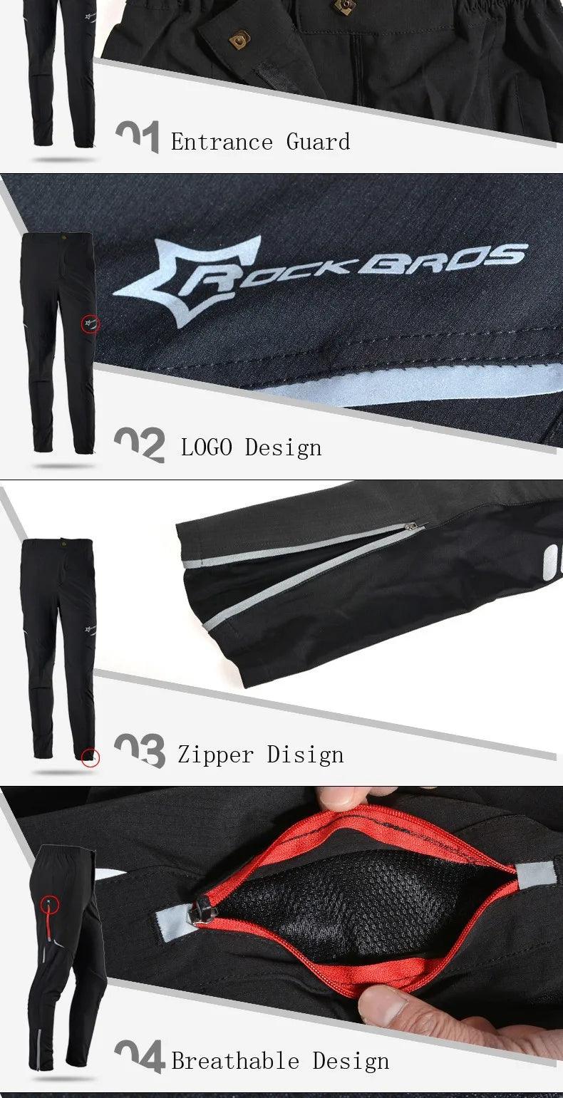 ROCKBROS Bike Cycling Pants Men Women Sport Breathable Summer Reflective Pants Riding  Bicycle Bike Fishing Fitness Trousers