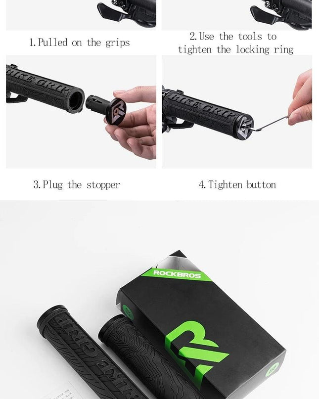 ROCKBROS TPR Rubber Bike Grips Bicycle Handlebar Mtb Grips Soft 3D Anti-skid Lock On Handle Bar Cycling Parts Bike Accessories