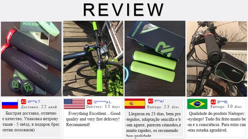 ROCKBROS Bicycle Grips MTB Silicone Sponge Handlebar Grips Anti-skid Shock-absorbing Soft Bike Grips Ultraight Cycling Handlebar