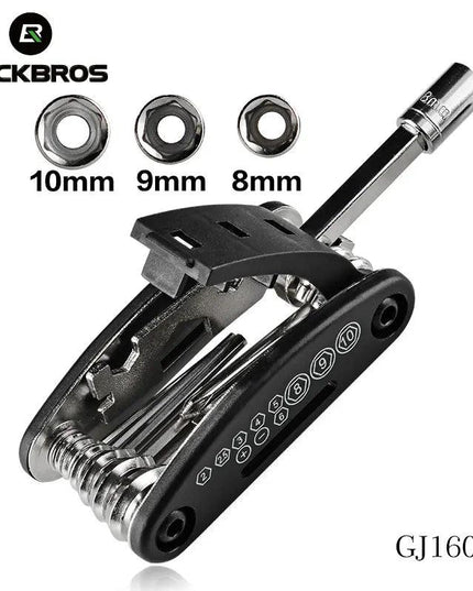 ROCKBROS 16 in 1 Bike Bicycle Multi Repair Tool Set Kit Hex Spoke Cycle Screwdriver Tool Wrench Mountain Cycle Tool Sets Black