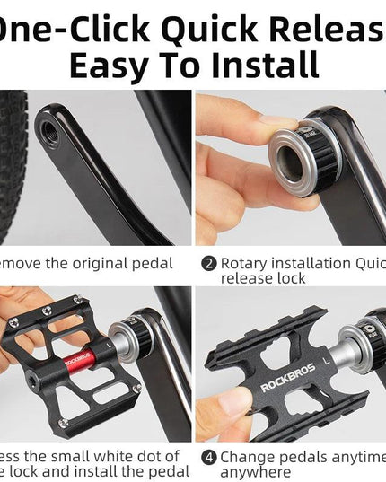 ROCKBROS Bicycle Pedales Mtb Quick Release CNC Rainproof Seal Bearing 8.2cm Widened Non-slip Chrome Molybdenum Bike Road Pedal