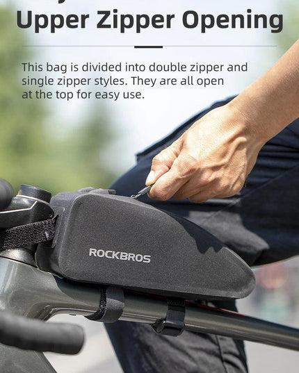 ROCKBROS Bicycle Bag Waterproof Cycling Top Front Tube Frame Bag Large Capacity MTB Road Bicycle Pannier Black Bike Accessories