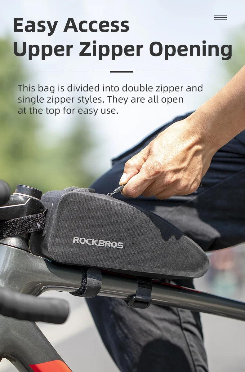 ROCKBROS Bicycle Bag Waterproof Cycling Top Front Tube Frame Bag Large Capacity MTB Road Bicycle Pannier Black Bike Accessories