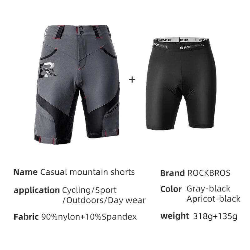 ROCKBROS 4D Women's Men's Shorts 2 In 1 With Separable Underwear Shorts Bike Shorts Climbing Running Bicycle Pants Cycling Trous