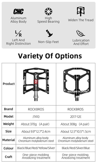 ROCKBROS Mountain Bike Bicycle Pedals Cycling Ultralight Aluminium Alloy 4 Bearings MTB Pedals Bicicleta Bike Pedals Flat BMX