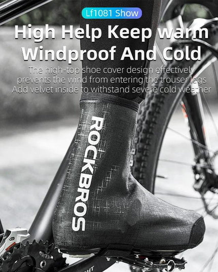 ROCKBROS Winter Waterproof Cycling Shoe Cover Reflective Thermal Elastic Rainproof Bike Shoe Cover Cycling Overshoes Boot Covers