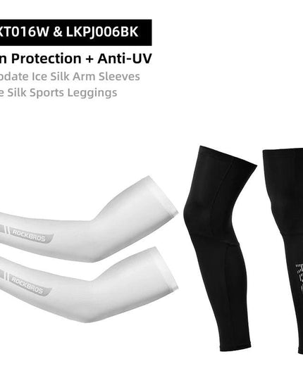 ROCKBROS Suncreen Camping Arm Sleeve Cycling Basketball Arm Warmer Sleeves UV Protect Men Sports Safety Gear Leg Warmers Cover