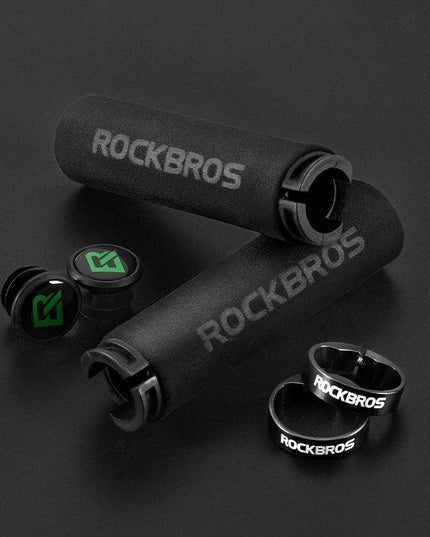 ROCKBROS Bicycle Grips MTB Silicone Sponge Handlebar Grips Anti-skid Shock-absorbing Soft Bike Grips Ultraight Cycling Handlebar