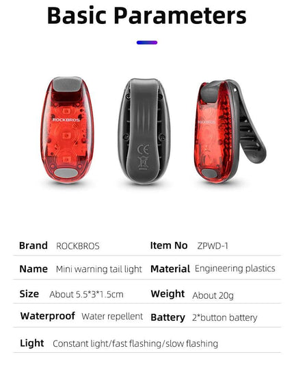 ROCKBROS Bike Tail Light Mini MTB Road Bike Light Warning Helmet Light Rear Bag light Portable Running Light Bicycle Accessories