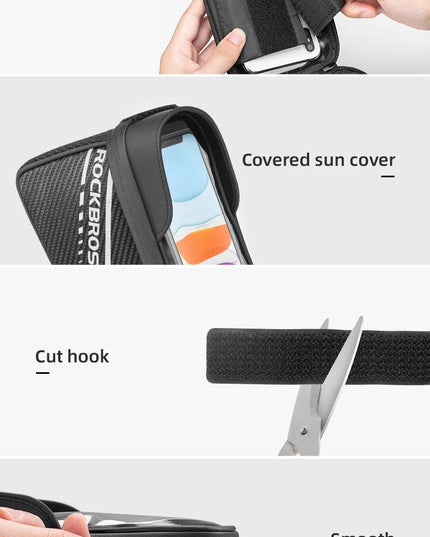 ROCKBROS Front Bike Bag Sensitive Touch Screen Reflective 1L Bicycle Bag Double Zipper Separate Storage Bag MTB Bike Accessories