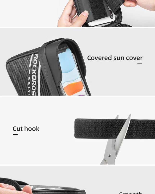 ROCKBROS Front Bike Bag Sensitive Touch Screen Reflective 1L Bicycle Bag Double Zipper Separate Storage Bag MTB Bike Accessories