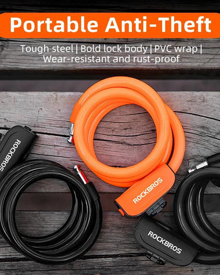ROCKBROS Bicycle Lock Bike Portable Anti-theft Ring Lock MTB Road Cycling Cable Lock Motorcycle Vehicle Bicycle Accessories