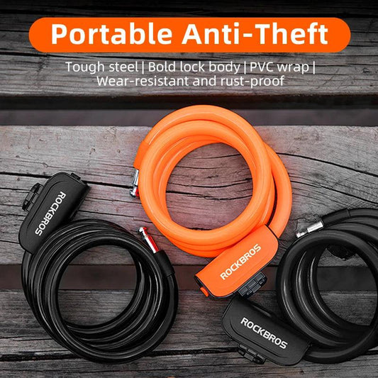 ROCKBROS Bicycle Lock Bike Portable Anti-theft Ring Lock MTB Road Cycling Cable Lock Motorcycle Vehicle Bicycle Accessories