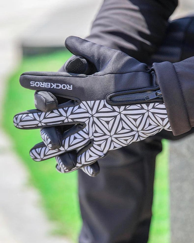 ROCKBROS Winter Bicycle Gloves Touch Screen Thermal Fleece Climbing Skiing Bike Gloves Men Women Windproof Warm Cycling Gloves