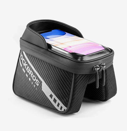 ROCKBROS Front Bike Bag Sensitive Touch Screen Reflective 1L Bicycle Bag Double Zipper Separate Storage Bag MTB Bike Accessories