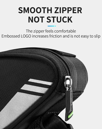 ROCKBROS Triangle Beam Bag Bicycle Top Tube Bag Bike Saddle Bag MTB Road Bike Phone Bag 0.7L High Reflective Bike Accessories