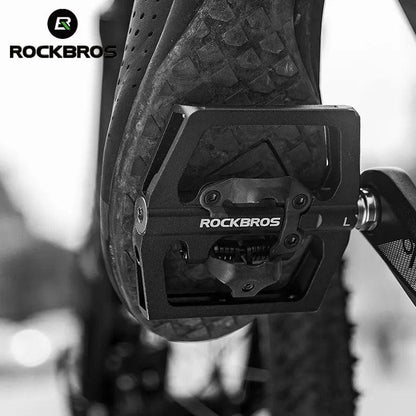 ROCKBROS 2 In 1 Bicycle Lock Pedal With Free Cleat For SPD System MTB Road Aluminum Anti-slip Sealed Bearing Lock Accessories