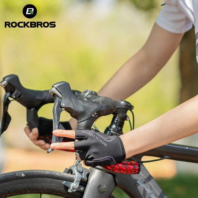 ROCKBROS MTB Road Male Cycling Gloves High Reflective Ant-slip Shockproof Fingerless Gloves For Bicycle Motorcycle Accessories