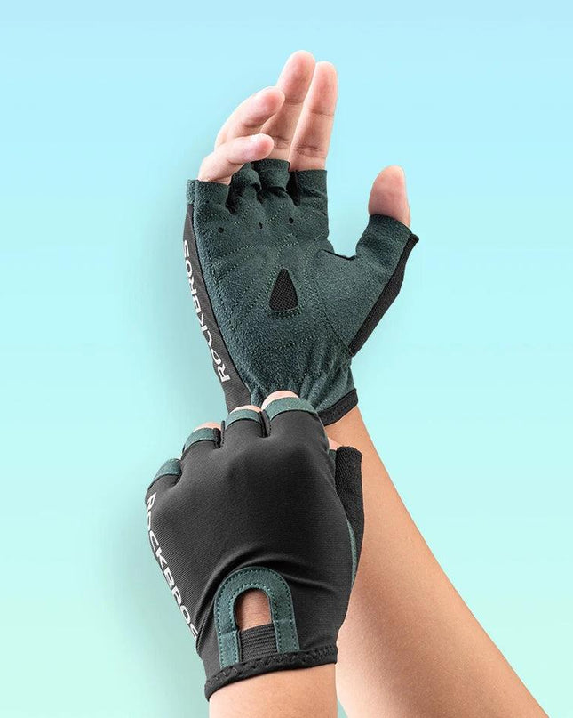 ROCKBROS Cycling Gloves Breathable Sweat-Wicking Net Bicycle Half Gloves Men Women High Stretch Fabric Sports Bike Gloves